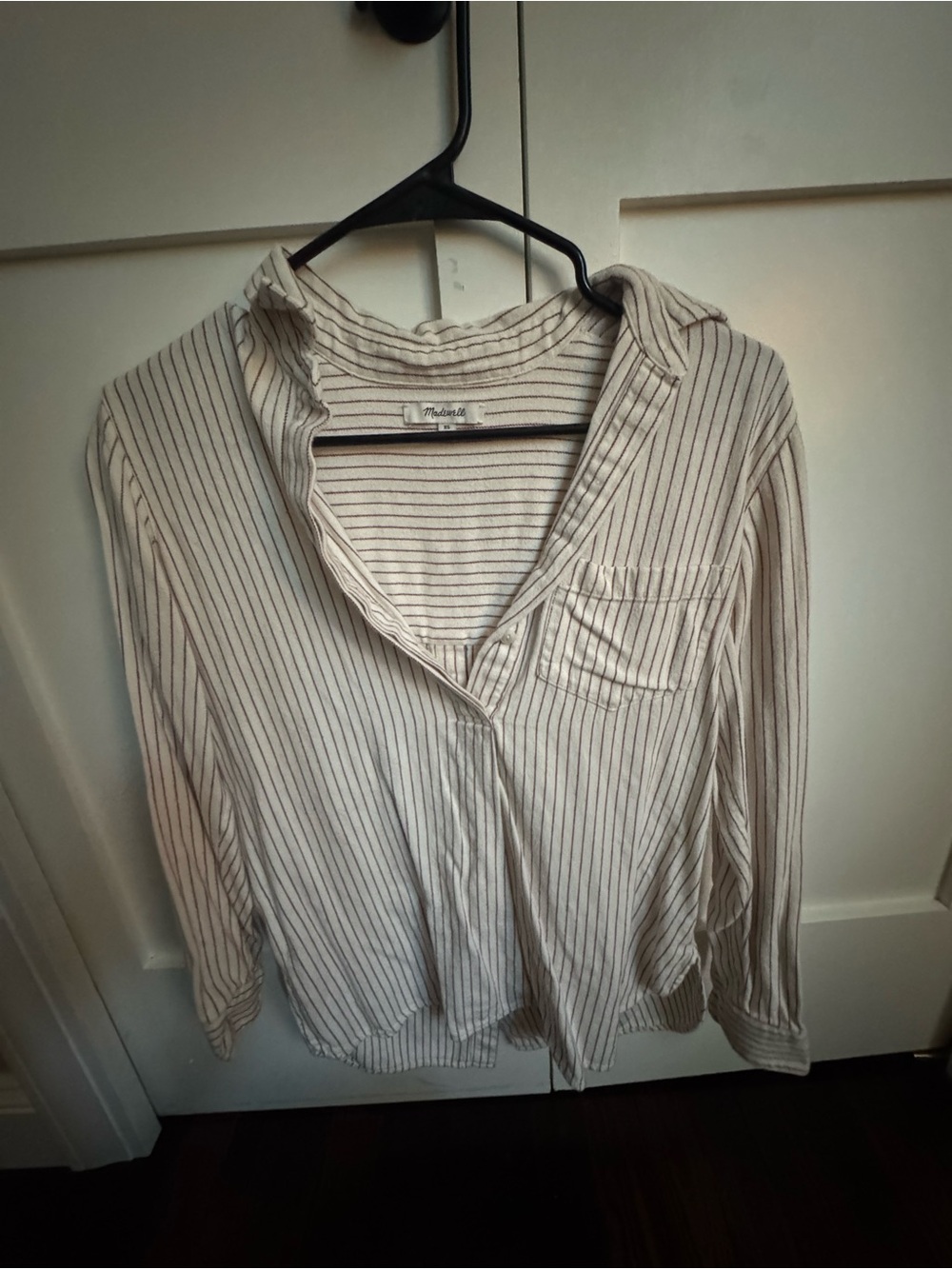Madewell Cream Striped Button-Up Top